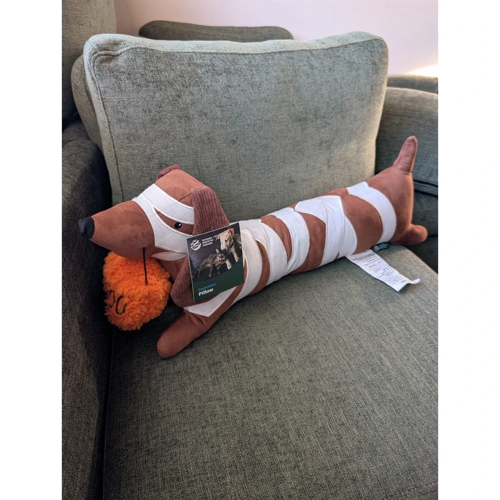 Halloween Mummy Dachshund Decorative Pillow 24in Brown Puppy Weiner Dog Doxie